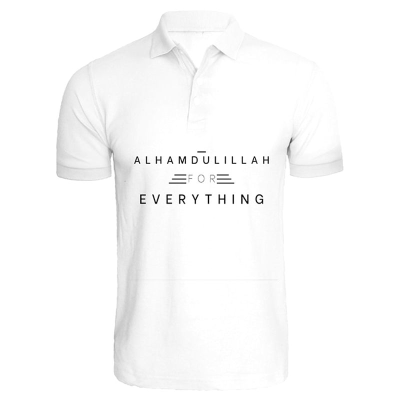 BYFT Alhamdulillah For Everything Printed Cotton T Shirt White
